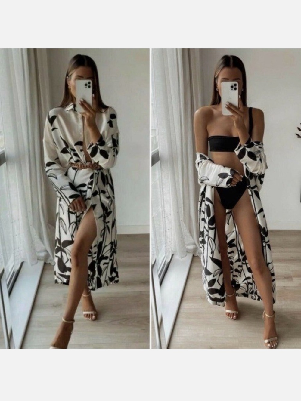 Zara Oversized Printed Midi Shirt Dress